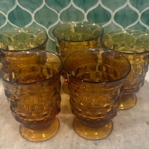 Set of Amber Fostoria Glass Goblets